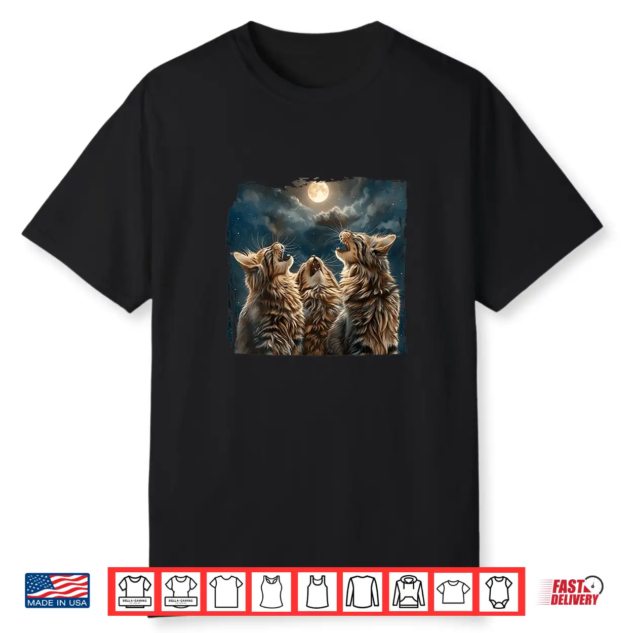 Womens Maine Coon Howl At Moon Cat Lover Shirt