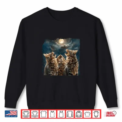 Sweatshirt Womens Maine Coon Howl At Moon Cat Lover Shirt