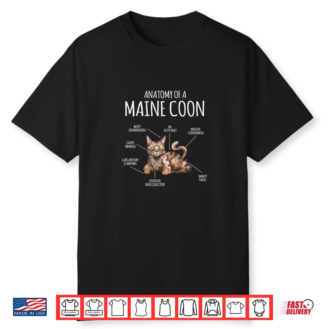 Anatomy Of A Maine Coon Cat Professional Minimalist Modern Graphic Shirt
