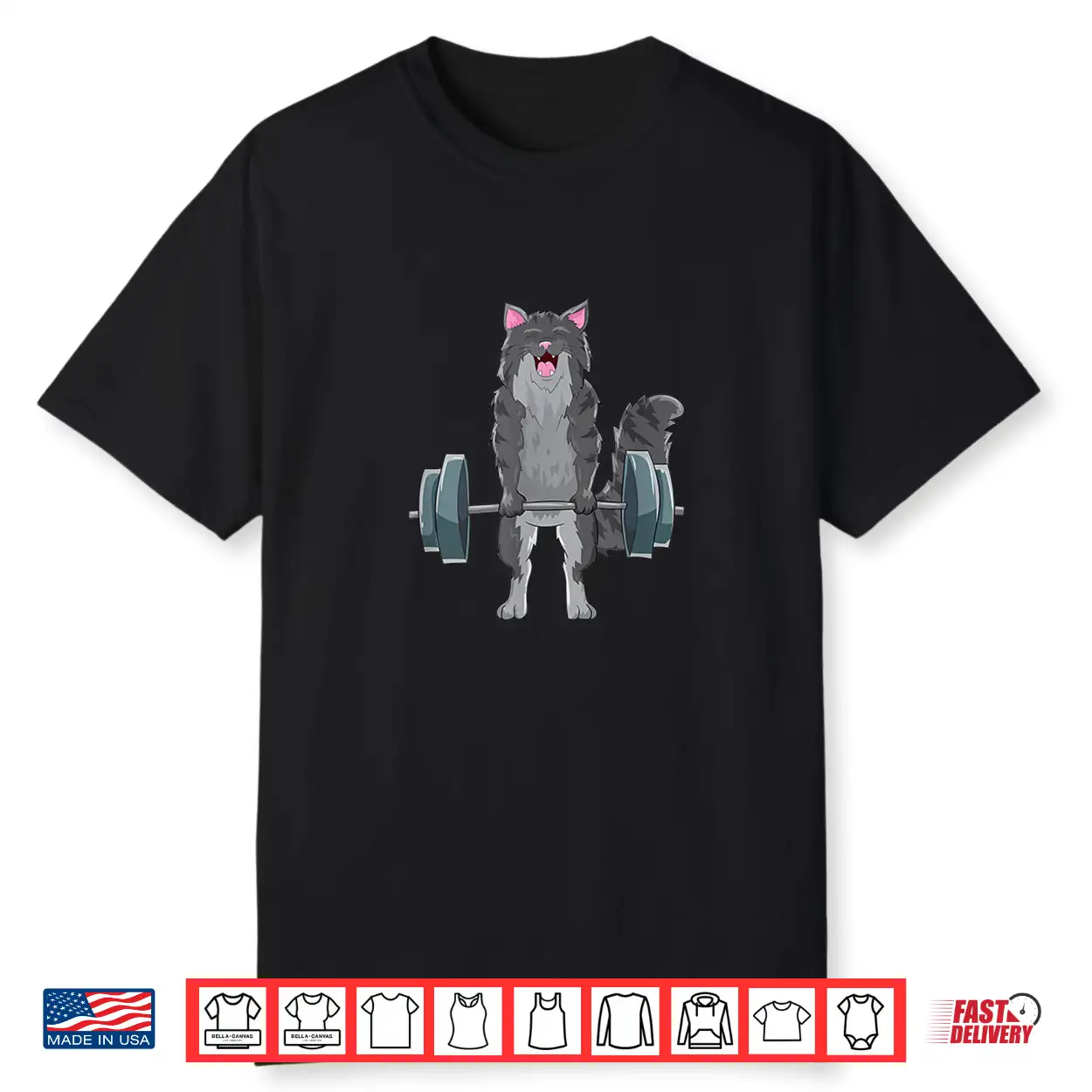 Cat Deadlifting Design Maine Coon Lift Gift Professional Graphic Shirt