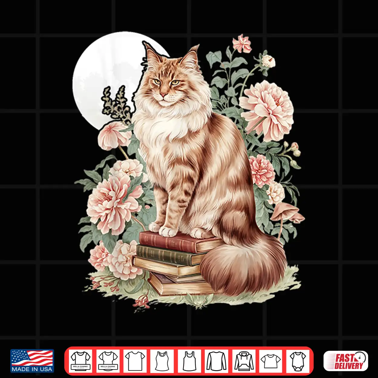 Floral Cottagecore Maine Coon Cat Lover Shirt