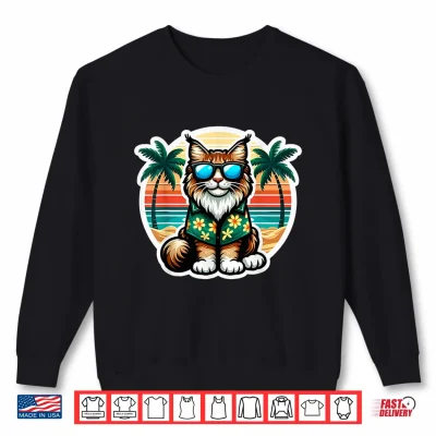 Sweatshirt Maine Coon Cat Owner Summer Vibes Vacation Holiday Mom Lady Shirt