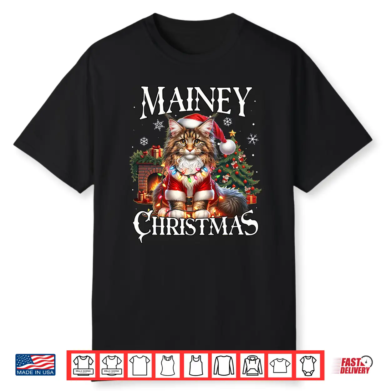 Maine Coon Xmas Cat Mainey Christmas Maine Coon Shirt