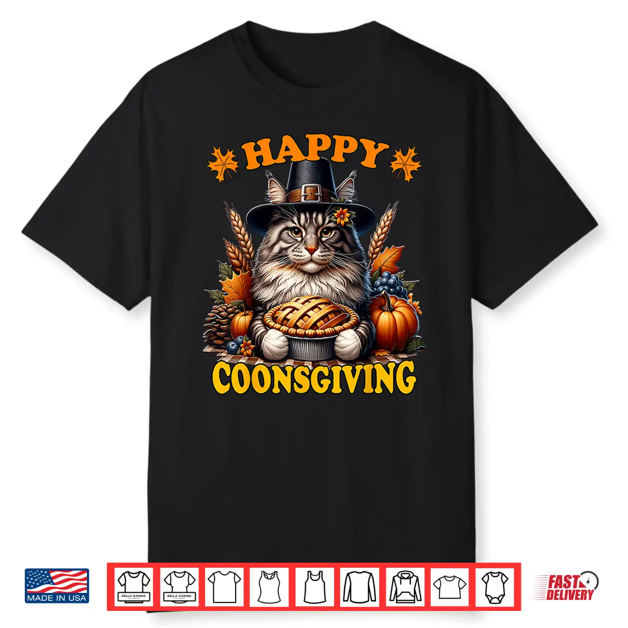 Thanksgiving Maine Coon Cat Professional Minimalist Modern Graphic Shirt