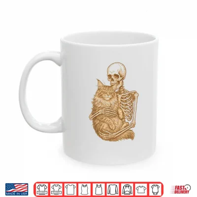 Mug Skeleton Hugging Maine Coon Cat Professional Graphic Shirt