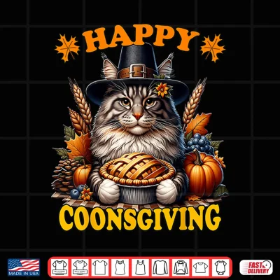 Design Thanksgiving Maine Coon Cat Professional Minimalist Modern Graphic Shirt
