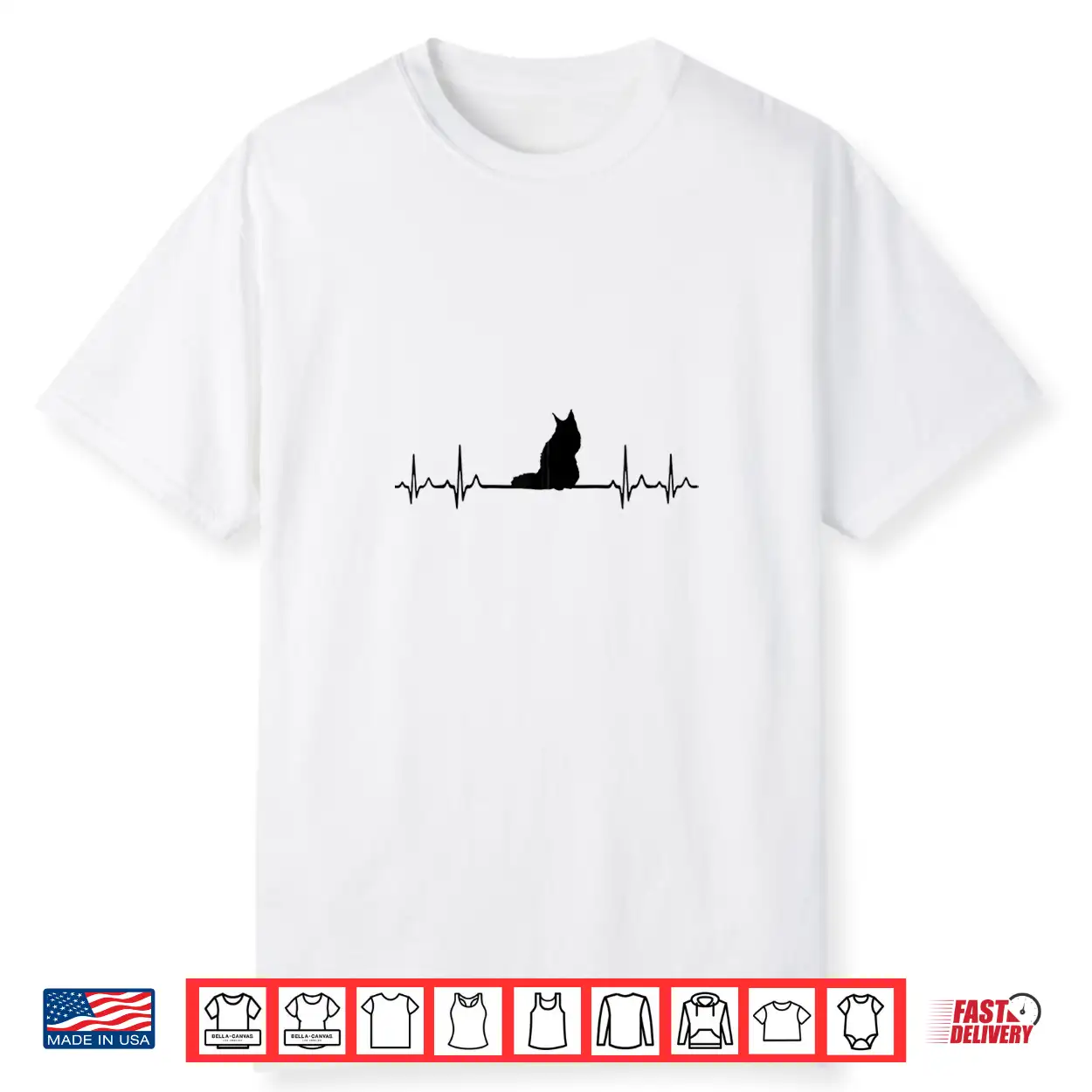 Heartbeat Ecg Pulse Maine Coon Cat Shirt