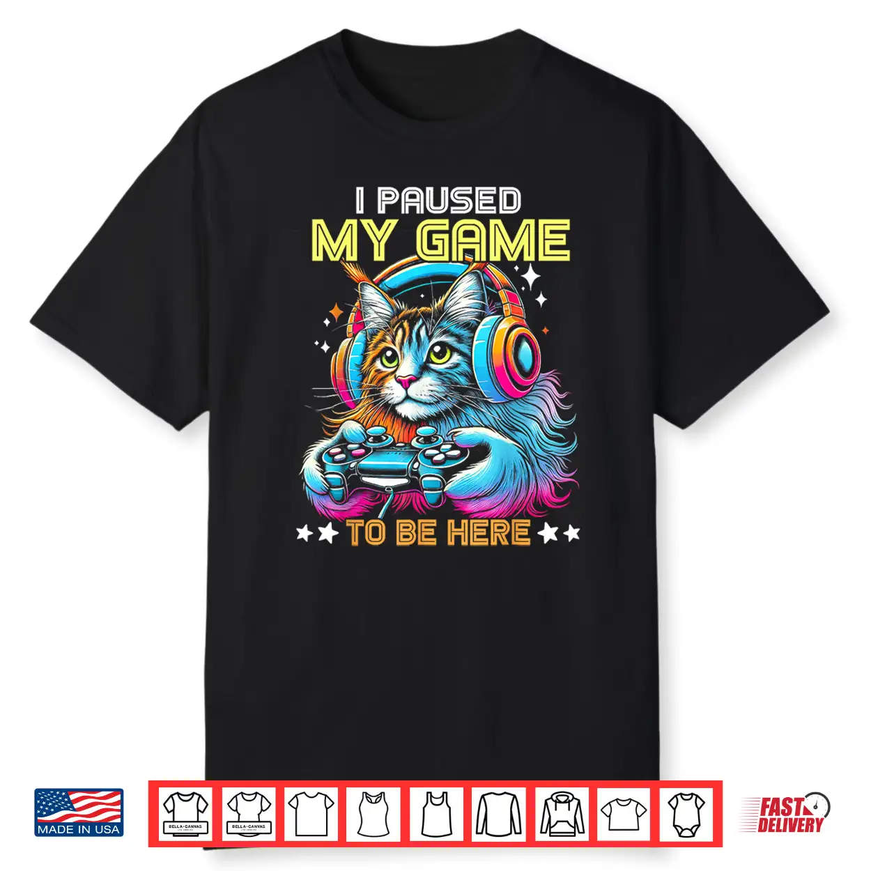 Maine Coon Cat Colorful I Paused My Game To Be Here Shirt