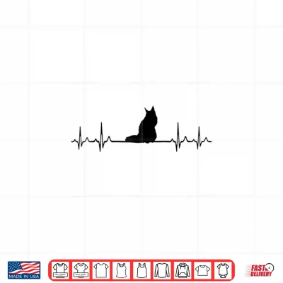 Design Heartbeat ECG Pulse Maine Coon Cat Shirt