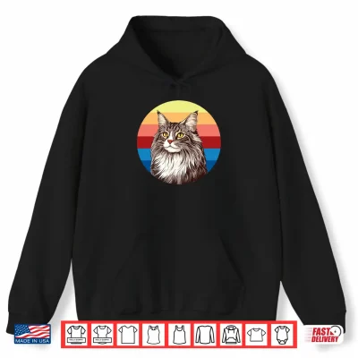 Hoodie Maine Coon Cat Gift Retro Colors for Animal Lovers Shirt