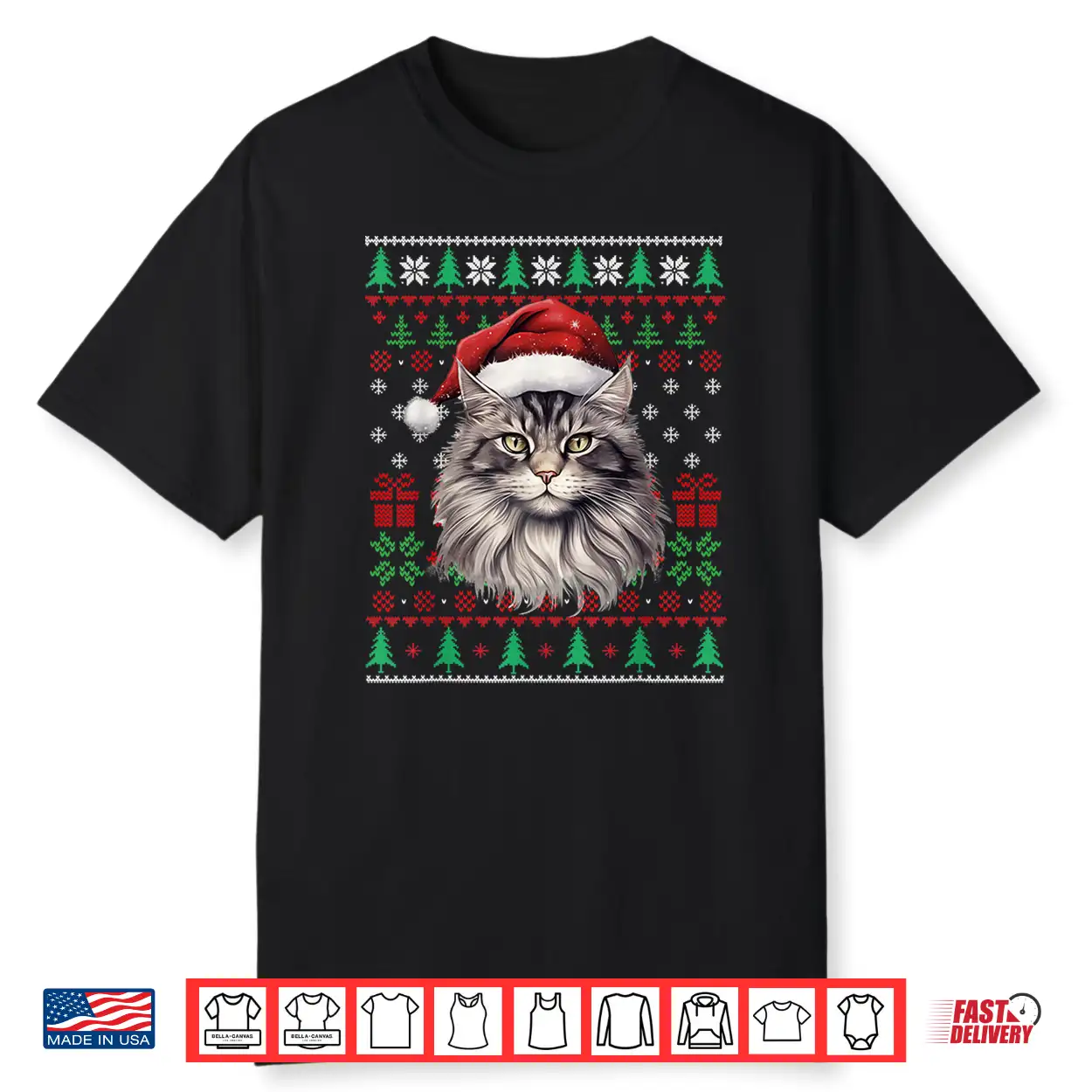 Maine Coon Cat Meowy Ugly Sweater Cat Christmas Shirt