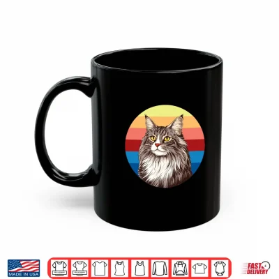 Mug Maine Coon Cat Gift Retro Colors for Animal Lovers Shirt