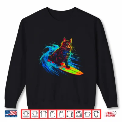 Sweatshirt Maine Coon Cat Surfing Shirt