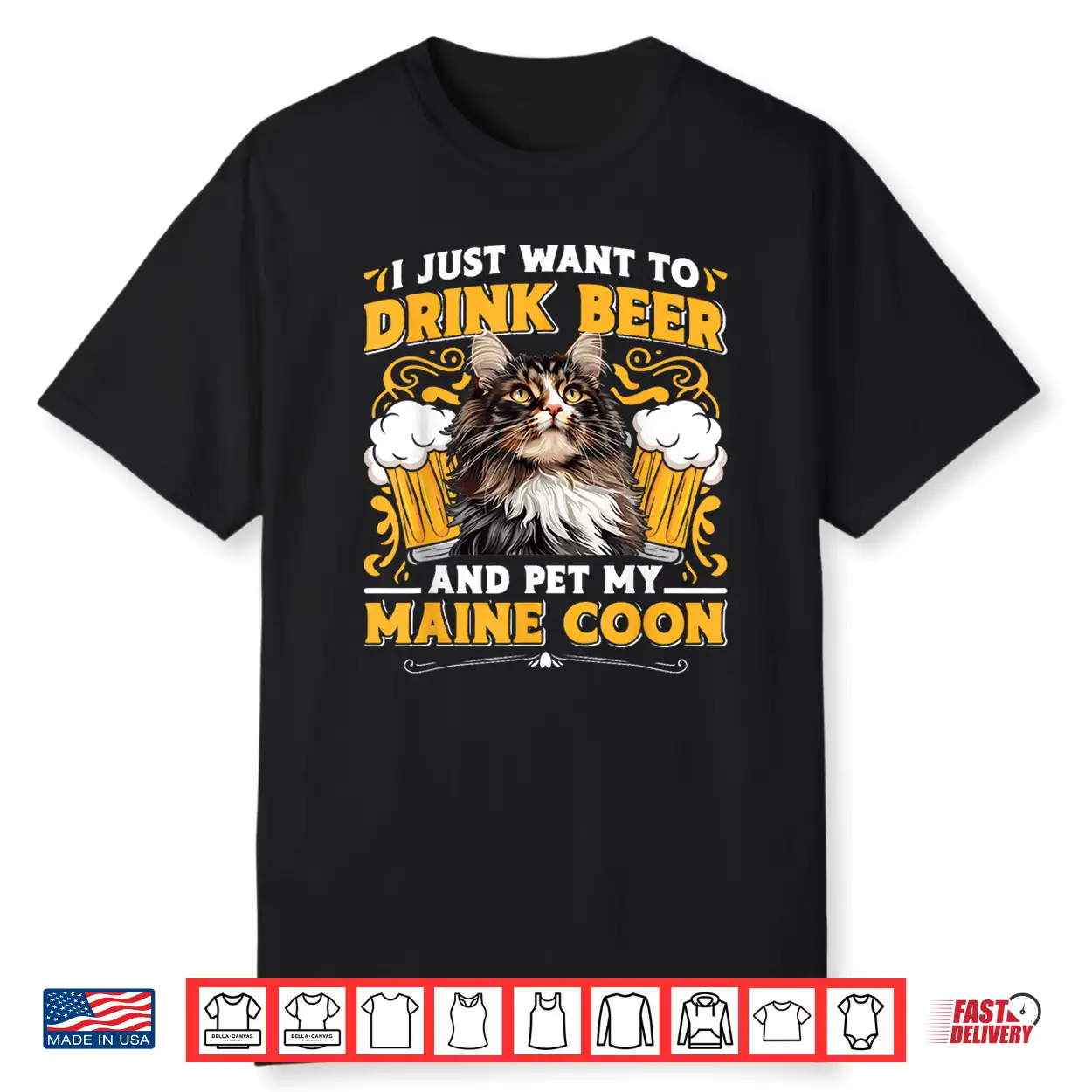 Maine Coon Just Want To Drink Beer And Pet My Maine Coon Shirt