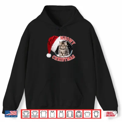 Hoodie Snow Globe Maine Coon Cat Meowy Christmas Shirt