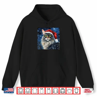Hoodie Starry Night Maine Coon Cute Cat Christmas Shirt