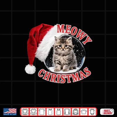 Design Snow Globe Maine Coon Cat Meowy Christmas Shirt