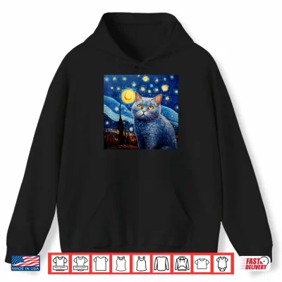 Hoodie British Shorthair Cat Starry Night British Shorthair Cat Shirt