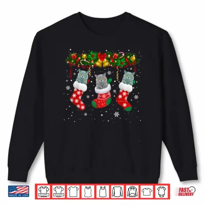 Sweatshirt British Shorthair Cats In Christmas Sock Cat Lover Gifts Shirt