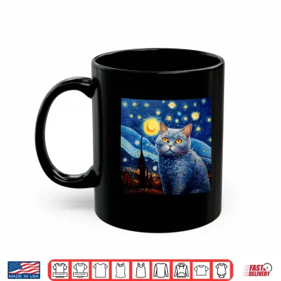 Mug British Shorthair Cat Starry Night British Shorthair Cat Shirt