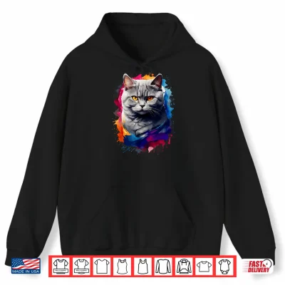 Hoodie British Shorthair Watercolor Cat All Ages Cat Lovers Shirt