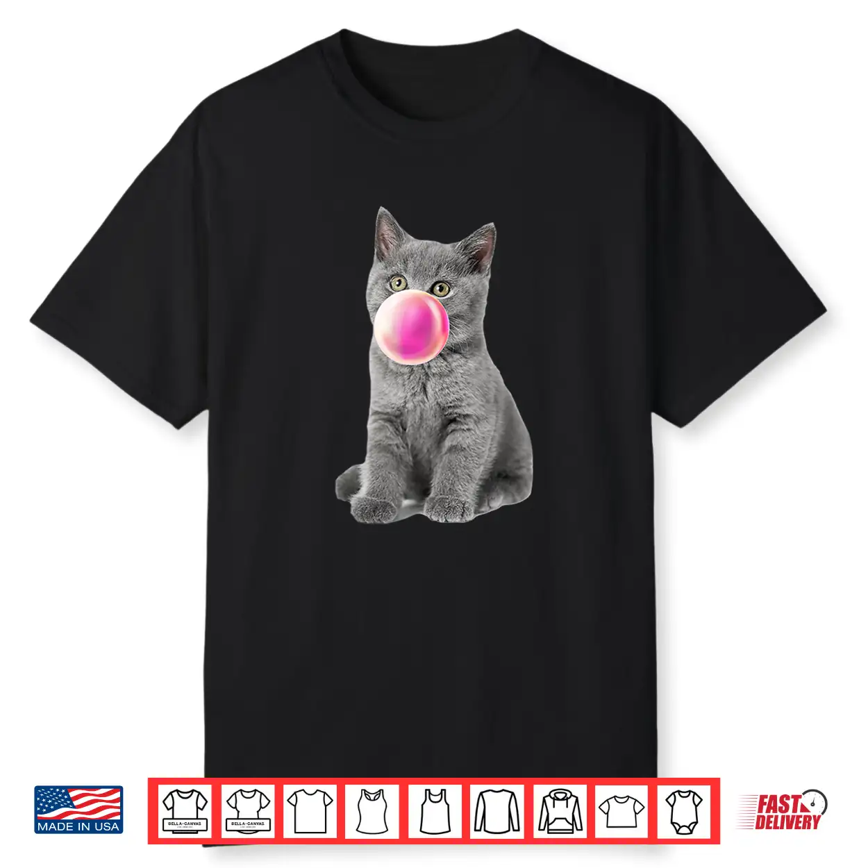 British Shorthair Cat Chews Gum Bubble Bubble Gum Shirt