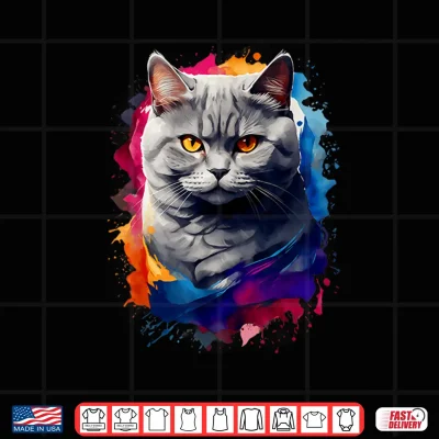 Design British Shorthair Watercolor Cat All Ages Cat Lovers Shirt
