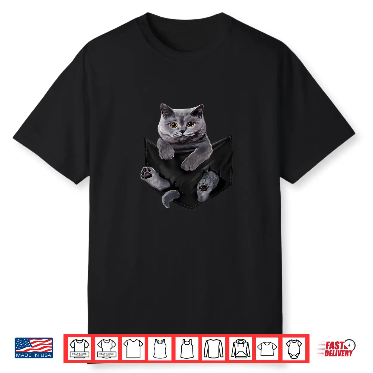 Cat Lovers British Shorthair In Pocket Funny Kitten Shirt