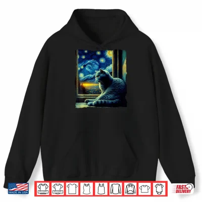 Hoodie Cat British Shorthair Starry Night British Shorthair Shirt