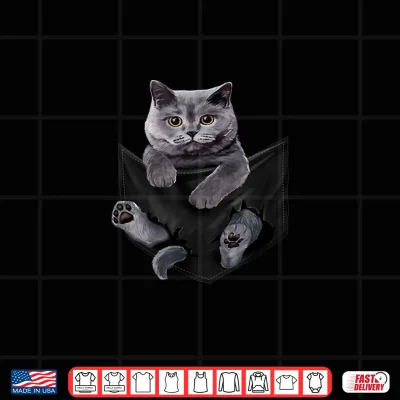 Design Cat Lovers British Shorthair In Pocket Funny Kitten Shirt