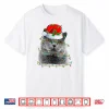 Funny British Shorthair Cat Santa Hat Christmas Tree Lights Shirt