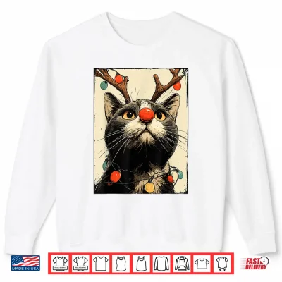 Sweatshirt Funny Christmas British Shorthair Cat Holiday Lights Festive Shirt