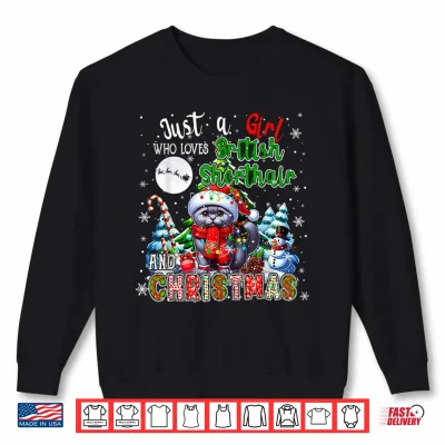 Sweatshirt Just A Girl Loves British Shorthair And Christmas Santa Cat Shirt