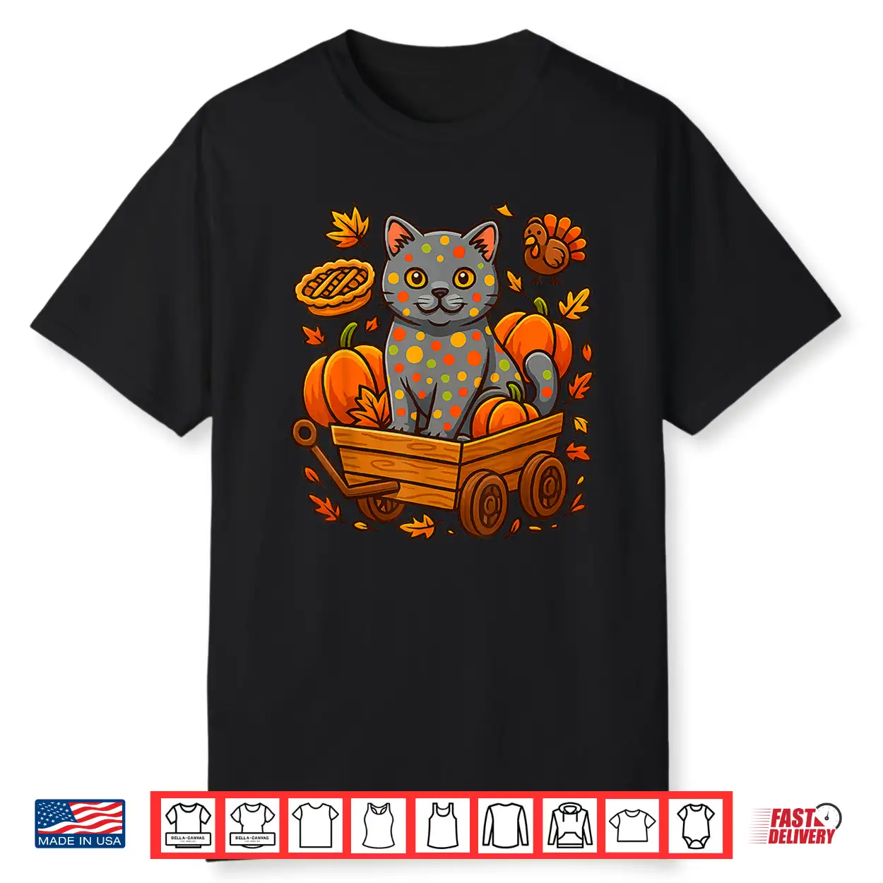 Thankful British Shorthair Cat Kitten Thanksgiving Pumpkin P Shirt
