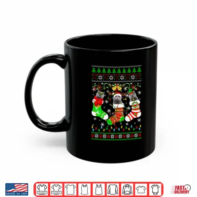 Mug British Shorthair Cat Christmas Lights Socks Matching Family Shirt
