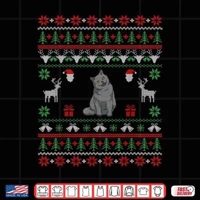 Design Gifts For Cat Lovers British Shorthair Cat Christmas Shirt