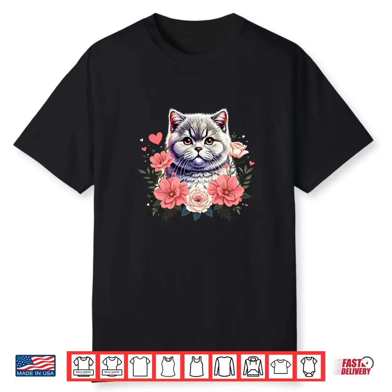 Roses Flowers British Shorthair Cat Shirt
