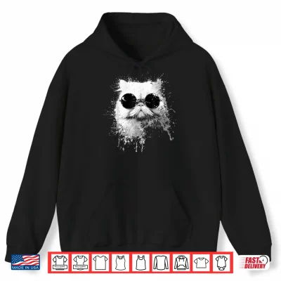 Hoodie Grunge Style Hipster Persian Cat with Sunglasses Shirt