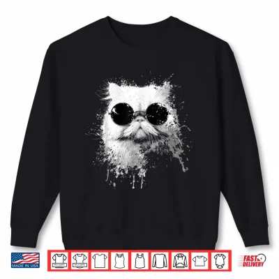 Sweatshirt Grunge Style Hipster Persian Cat with Sunglasses Shirt