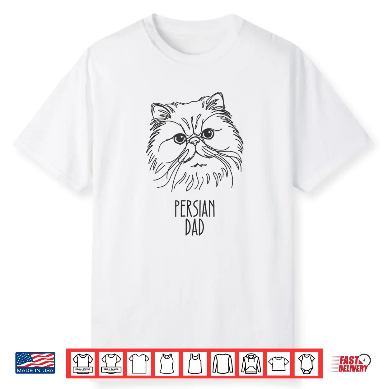 Line Art Best Cat Dad Men Persian Cat Shirt