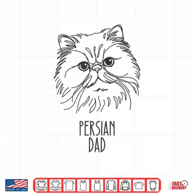Design Line Art Best Cat Dad Men Persian Cat Shirt