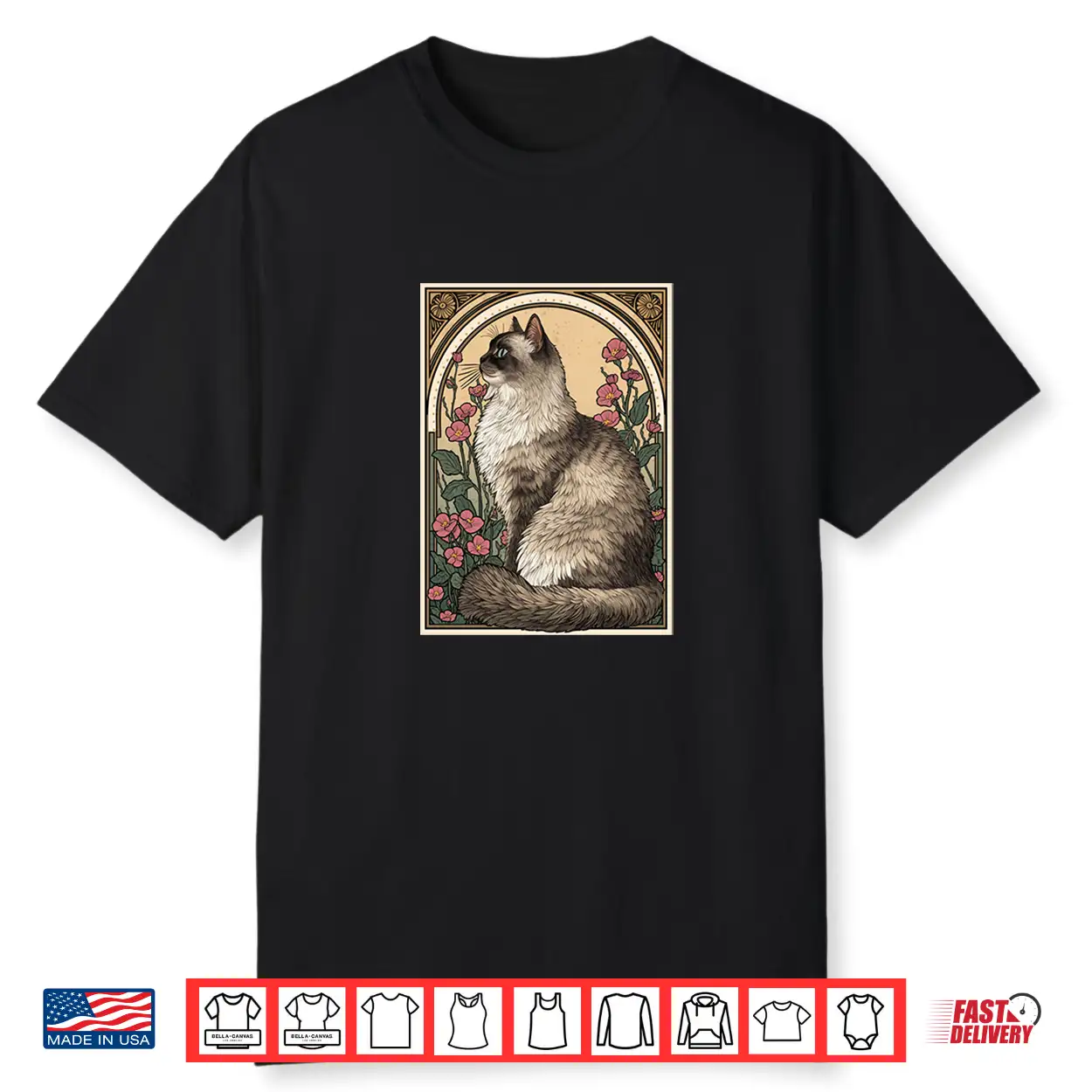 Persian Cat Art Nouveau Style Design Shirt