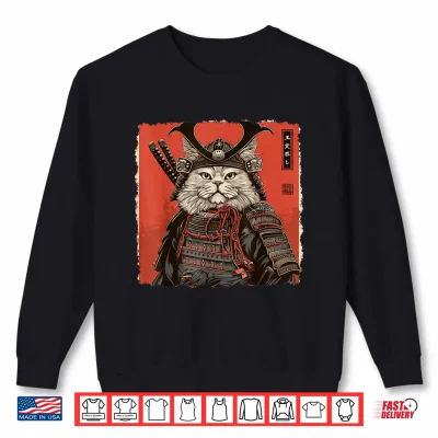Sweatshirt Persian Cat Japanese Art Samurai Ukiyo e Vintage Shirt