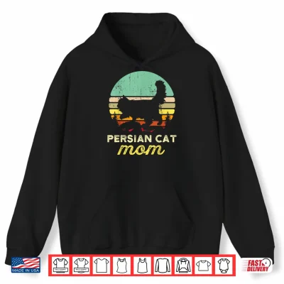 Hoodie Retro Persian Cat Mom Gift Pet Owner Gift Cute Persian Cat Shirt