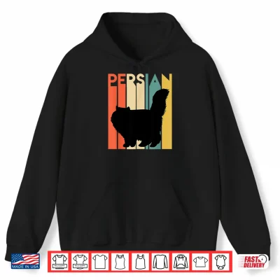 Hoodie Retro Persian Cat Silhouette Vintage Feline Cat Lover Gift Shirt