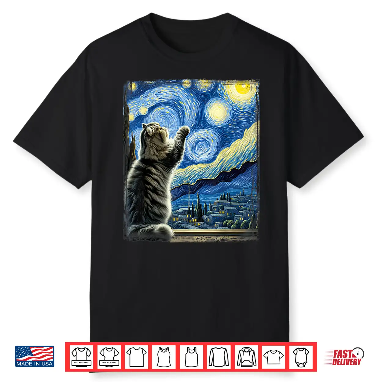 Van Gogh Starry Night Style Artistic Persian Cat Shirt
