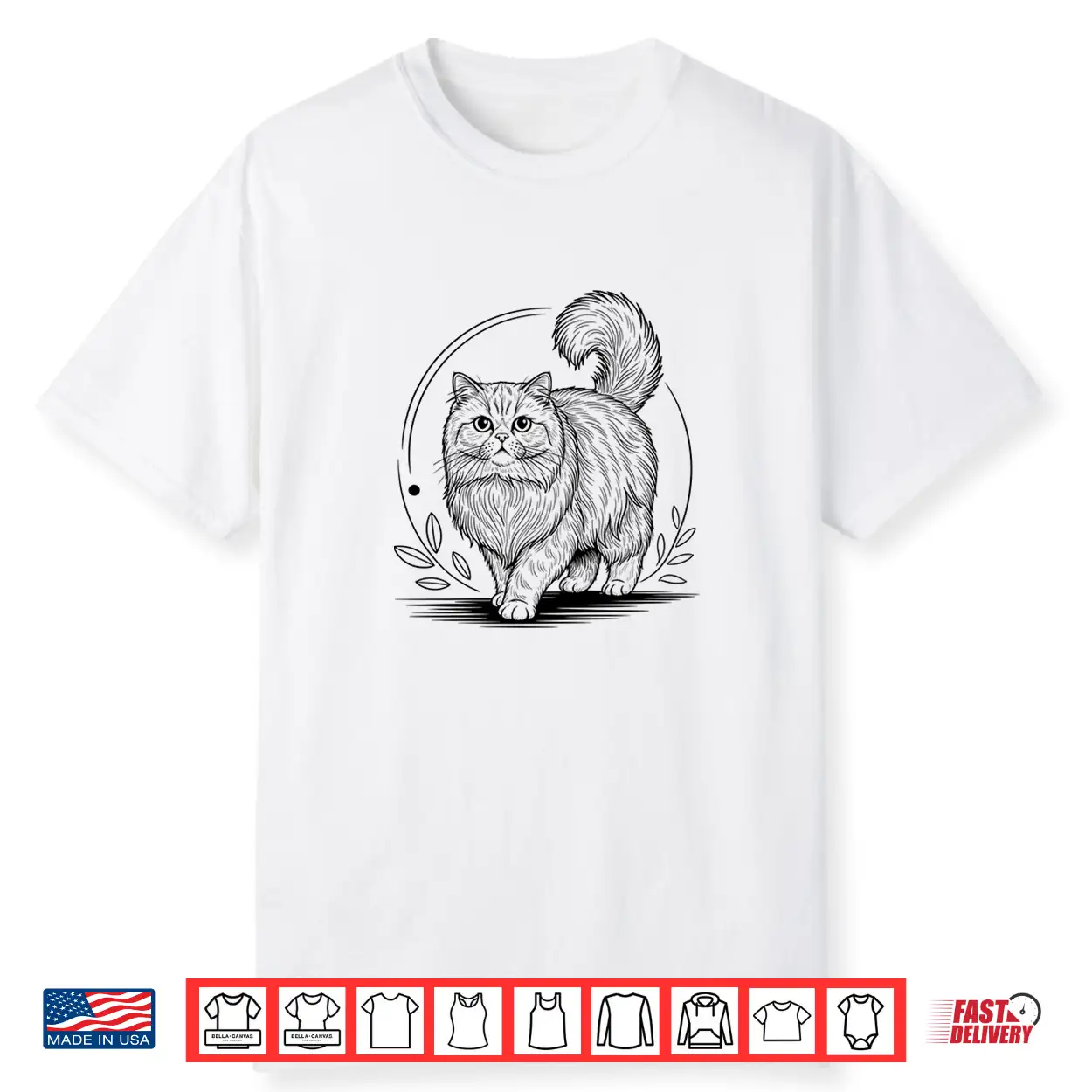 Line Art Persian Cat Minimalist Shirt
