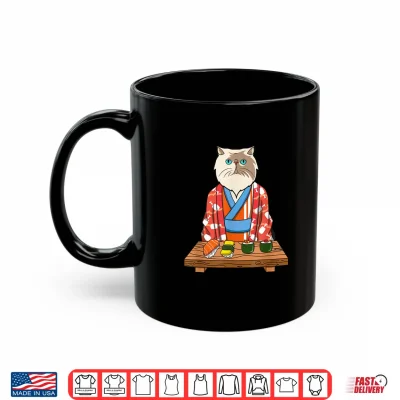 Mug Kawaii Japanese Persian Cat Kimono Sushi Shirt