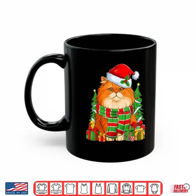 Mug Persian Cat Santa Hat Merry Christmas Pajamas Xmas Kids Shirt