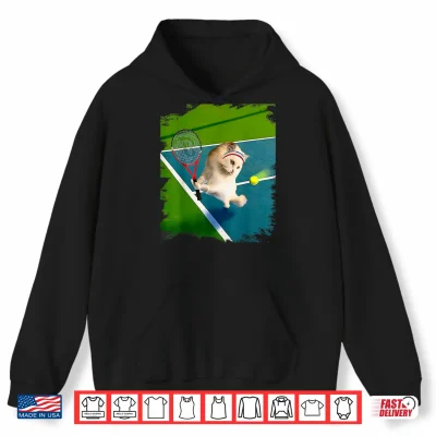 Hoodie Persian Cat Playing Tennis Shirt